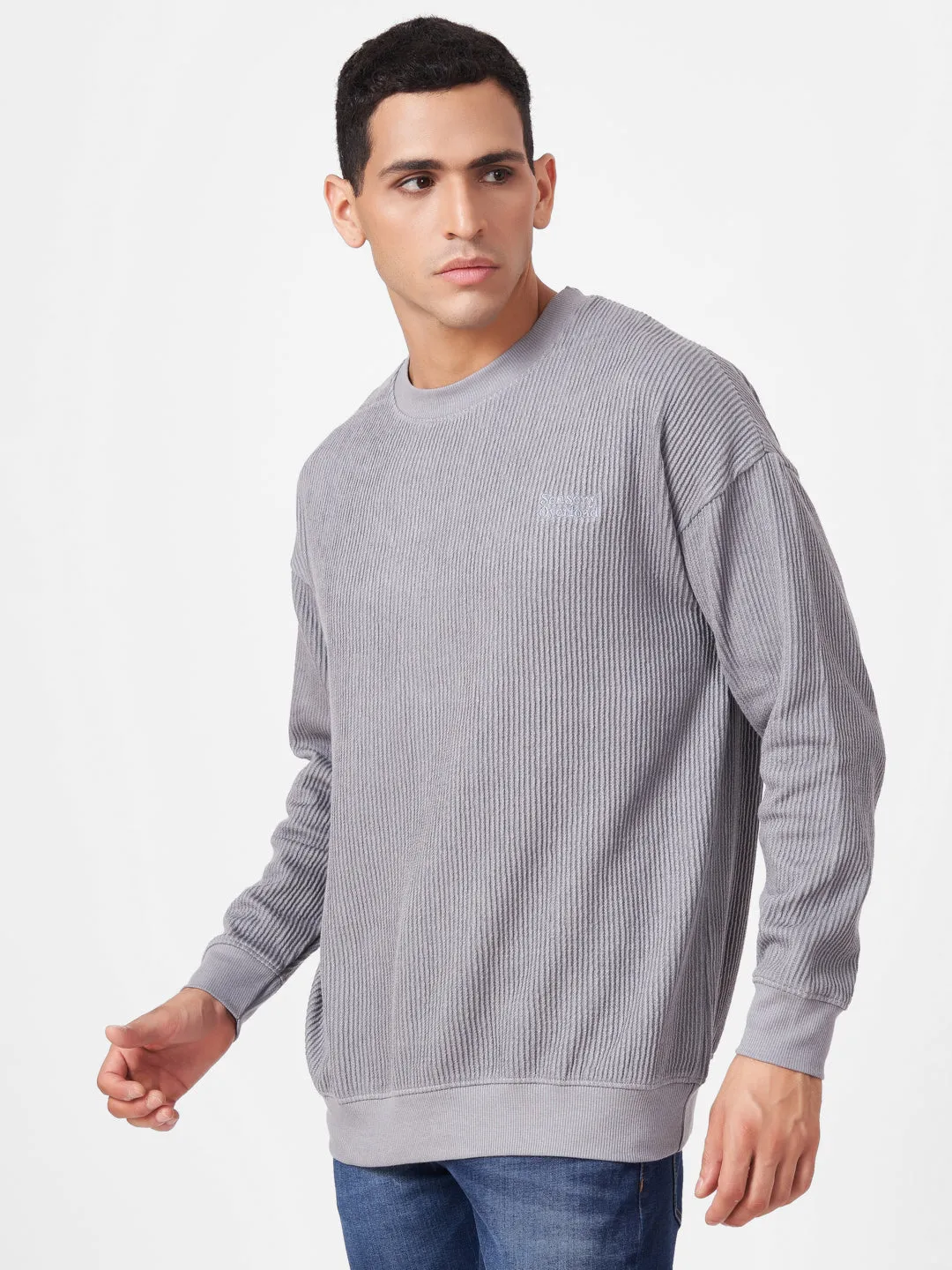 100% Cotton Buck Knit Full Sleeve Round Neck Sweatshirt