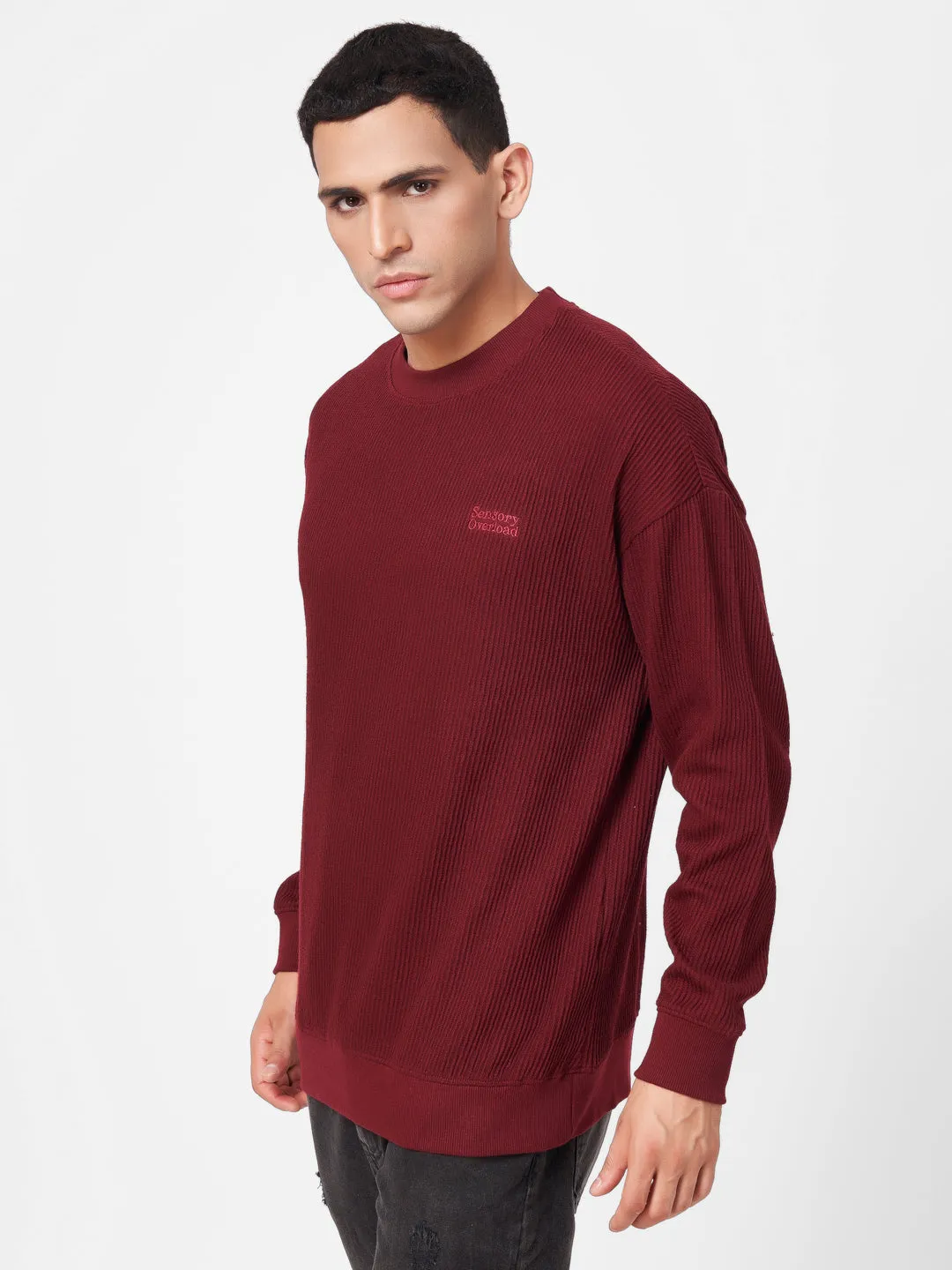 100% Cotton Buck Knit Full Sleeve Round Neck Sweatshirt