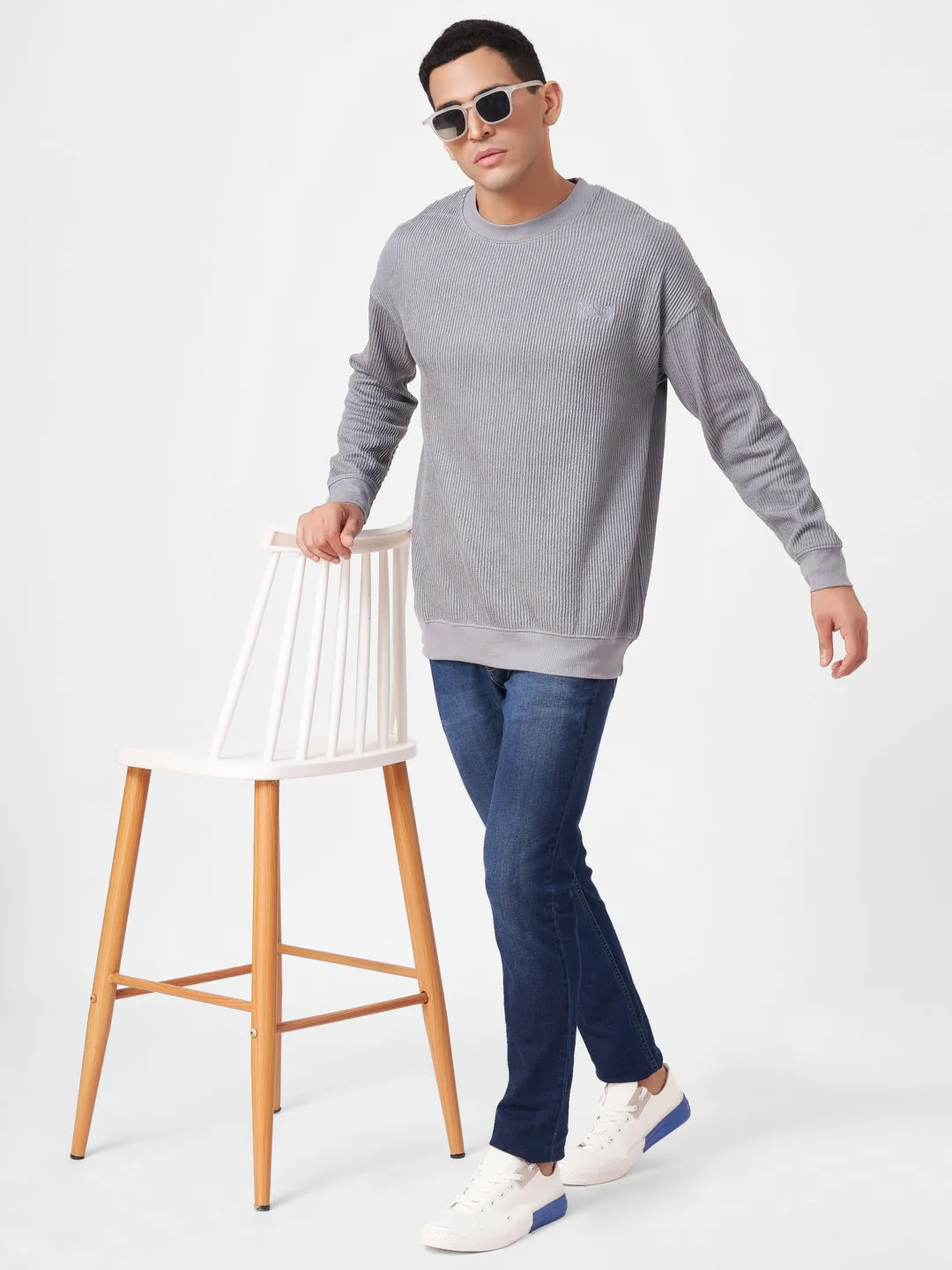 100% Cotton Buck Knit Full Sleeve Round Neck Sweatshirt