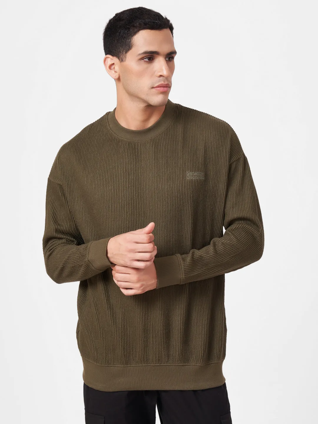 100% Cotton Buck Knit Full Sleeve Round Neck Sweatshirt