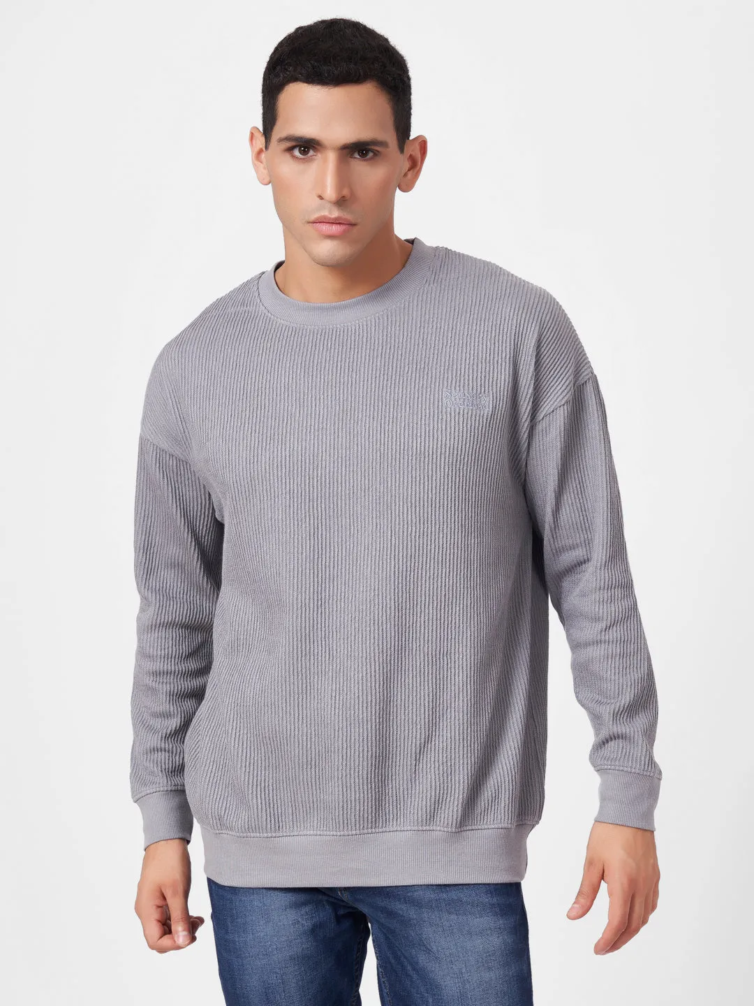 100% Cotton Buck Knit Full Sleeve Round Neck Sweatshirt