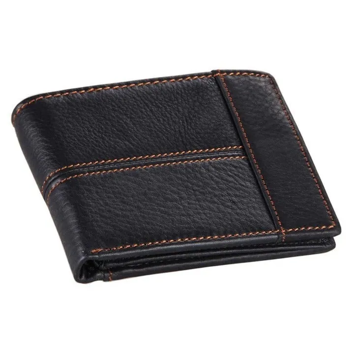 100% Genuine Cow Leather Men's Splice Purse Fashion Short Wallets