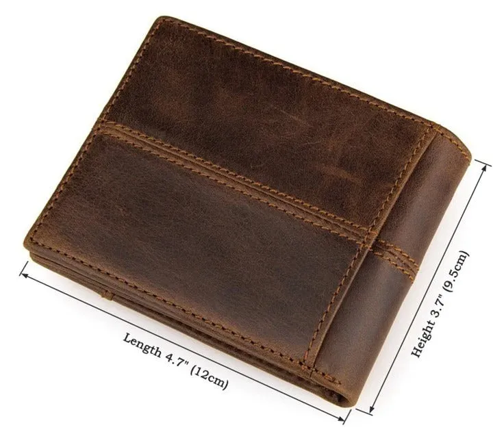 100% Genuine Cow Leather Men's Splice Purse Fashion Short Wallets