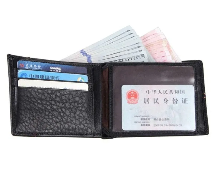 100% Genuine Cow Leather Men's Splice Purse Fashion Short Wallets