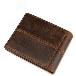 100% Genuine Cow Leather Men's Splice Purse Fashion Short Wallets