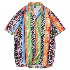 2020 Hip Hop Shirt Streetwear Men Hawaiian Shirt Animal Skin Print Harajuku Beach Shirt Summer Aloha Shirts Short Sleeve Tops