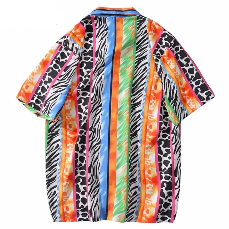 2020 Hip Hop Shirt Streetwear Men Hawaiian Shirt Animal Skin Print Harajuku Beach Shirt Summer Aloha Shirts Short Sleeve Tops