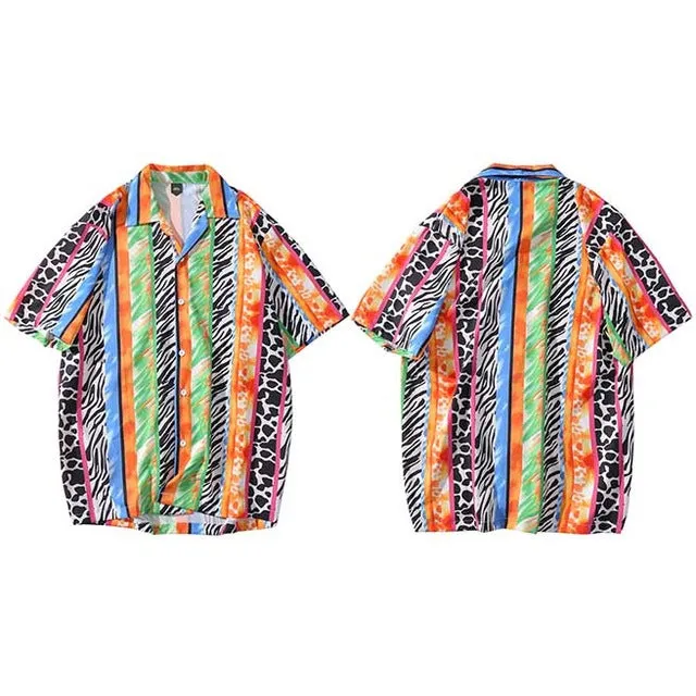 2020 Hip Hop Shirt Streetwear Men Hawaiian Shirt Animal Skin Print Harajuku Beach Shirt Summer Aloha Shirts Short Sleeve Tops