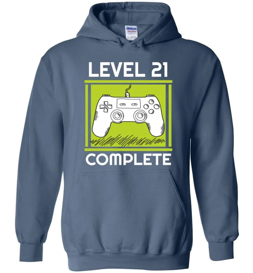 21st Birthday Gift for Gamer Video Games Level 21 Complete Hoodie