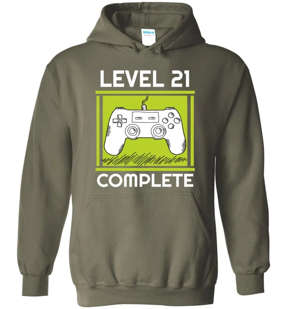 21st Birthday Gift for Gamer Video Games Level 21 Complete Hoodie