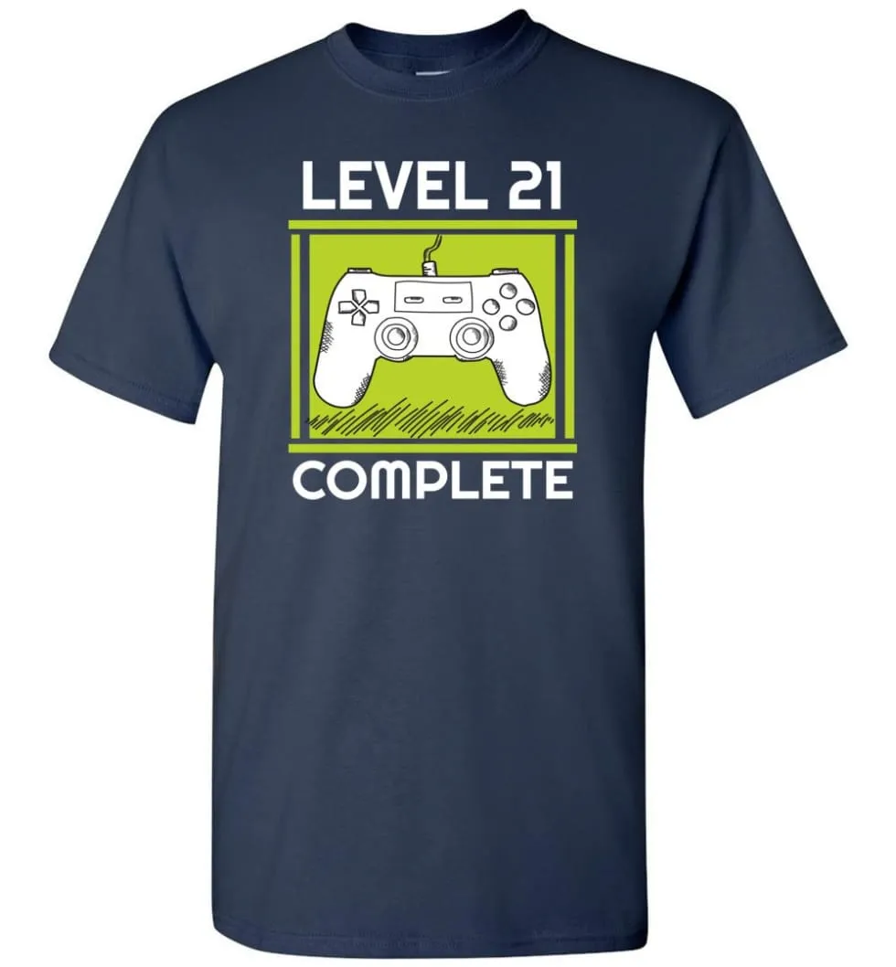 21st Birthday Gift for Gamer Video Games Level 21 Complete T-shirt