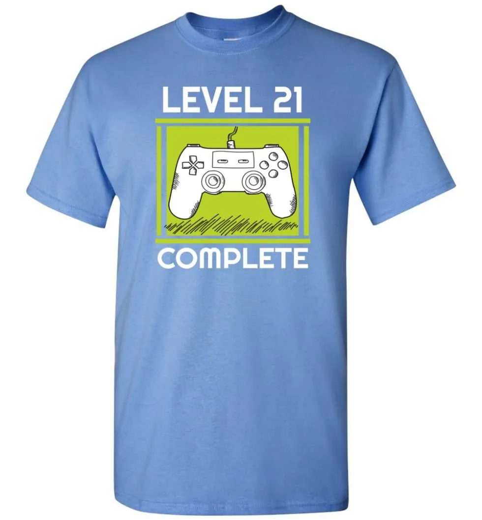 21st Birthday Gift for Gamer Video Games Level 21 Complete T-shirt