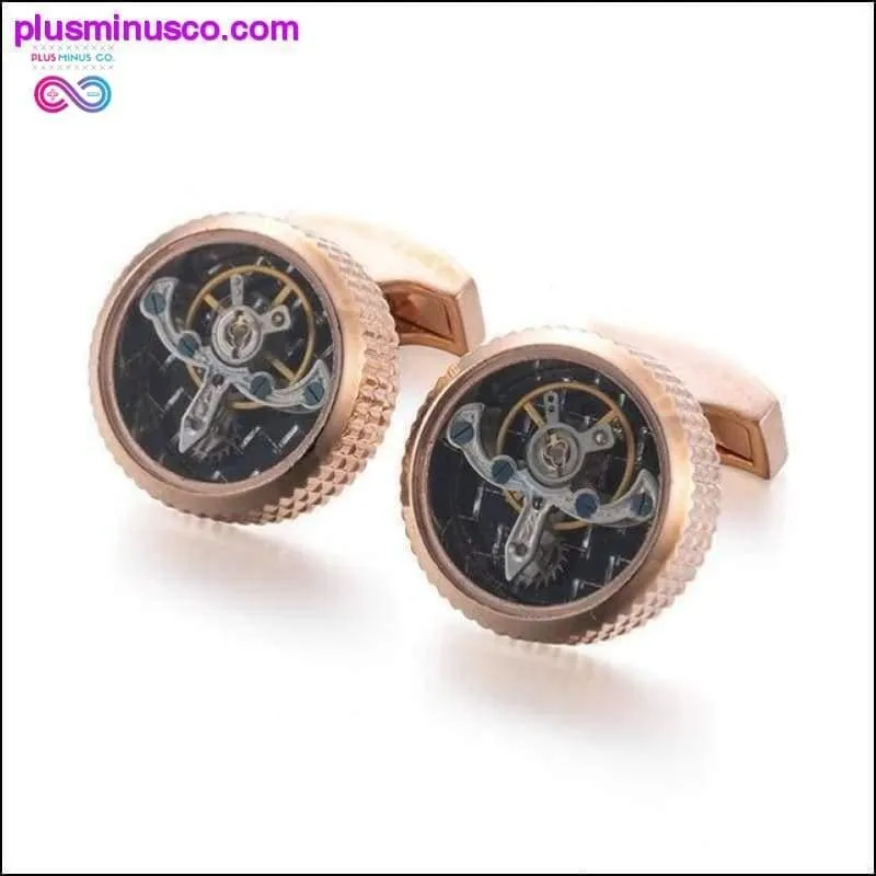 3 Colors High Quality Movement Tourbillon Round Cuff Links