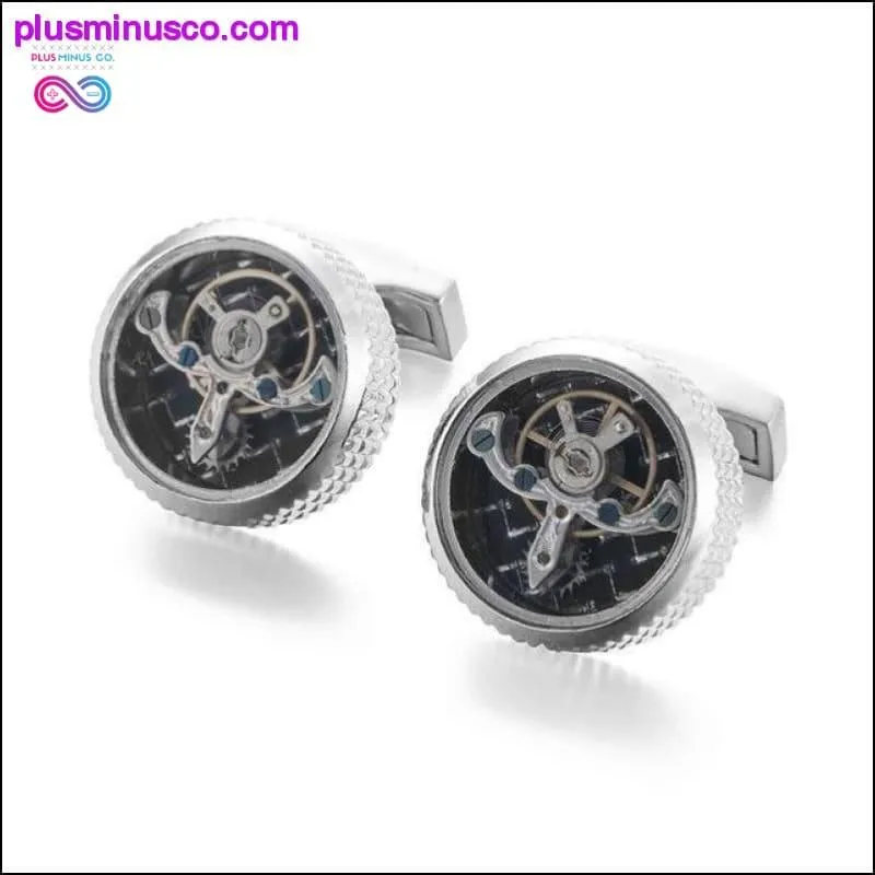 3 Colors High Quality Movement Tourbillon Round Cuff Links