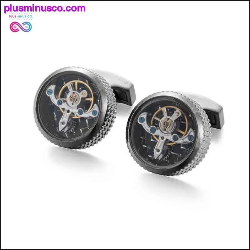 3 Colors High Quality Movement Tourbillon Round Cuff Links