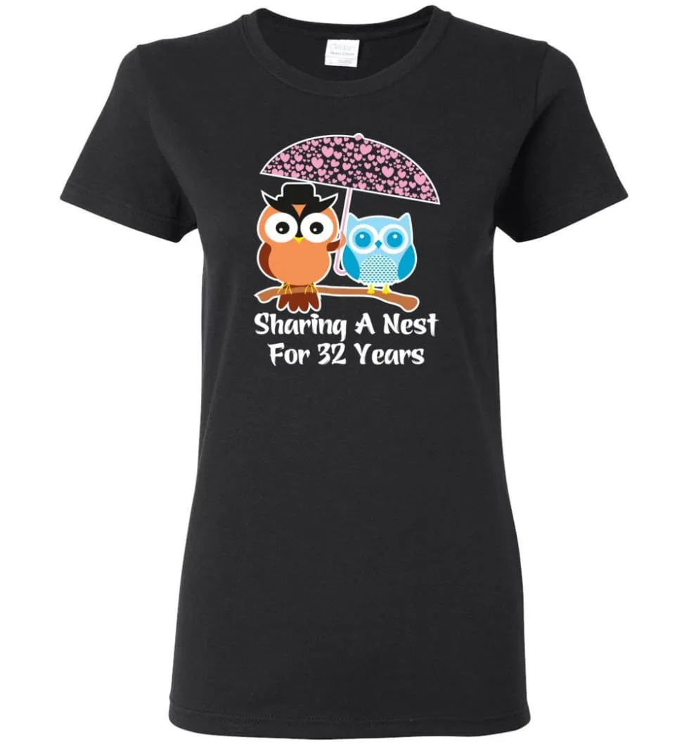 32 Years Wedding Anniversary Gifts Valentine's Day Women Tee