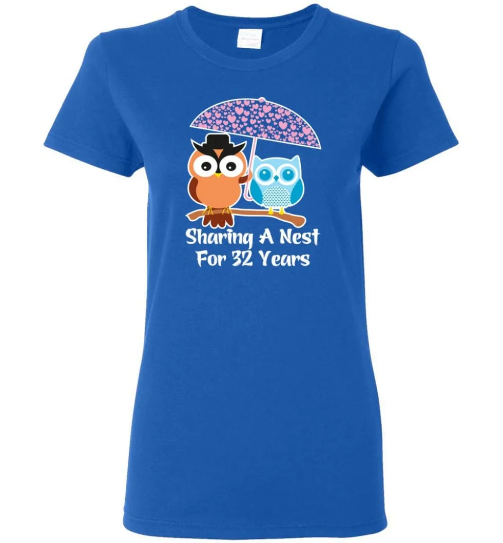 32 Years Wedding Anniversary Gifts Valentine's Day Women Tee