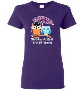 32 Years Wedding Anniversary Gifts Valentine's Day Women Tee