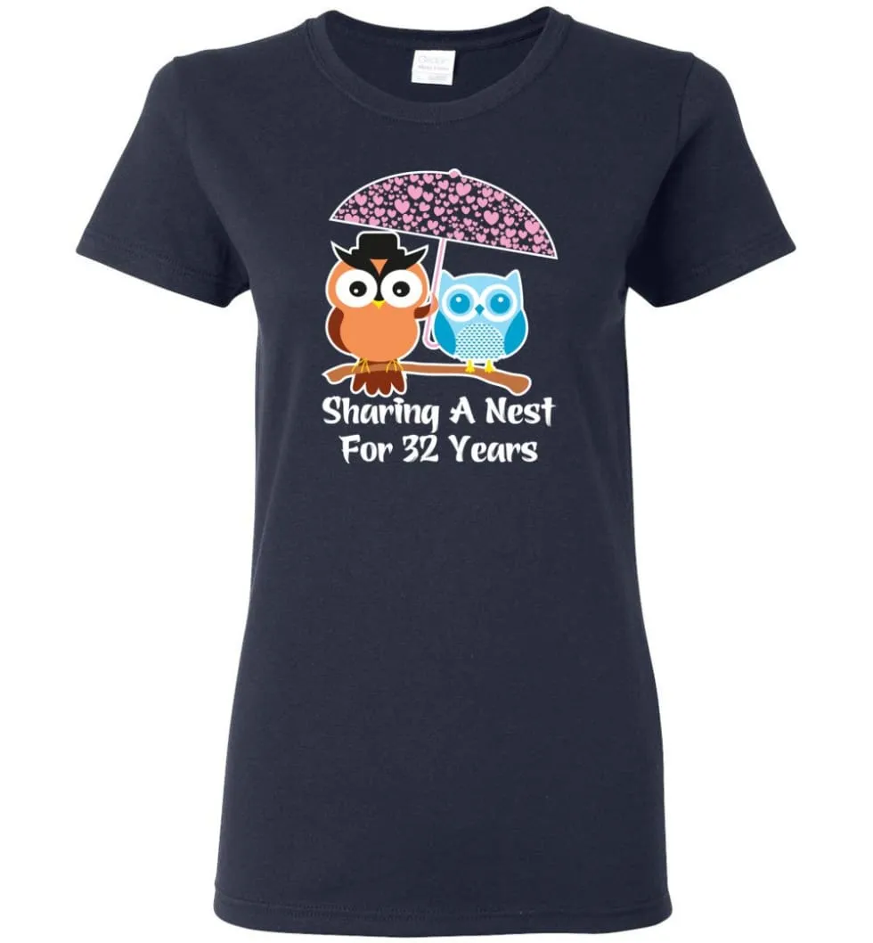 32 Years Wedding Anniversary Gifts Valentine's Day Women Tee