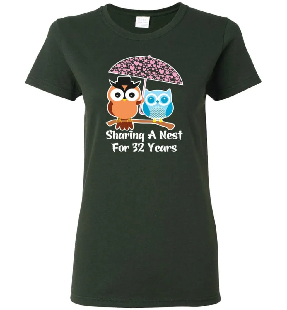 32 Years Wedding Anniversary Gifts Valentine's Day Women Tee