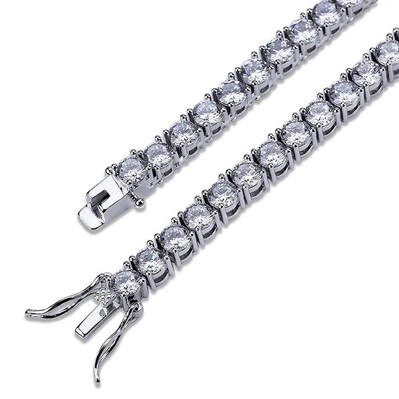 5mm Iced Out AAA Zircon 1 Row Tennis Chain Necklace Men's Hip-hop Jewelry