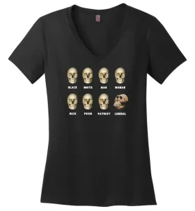 8 Skulls of Modern America Funny Shirt - Ladies V-Neck