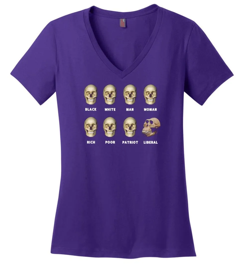 8 Skulls of Modern America Funny Shirt - Ladies V-Neck