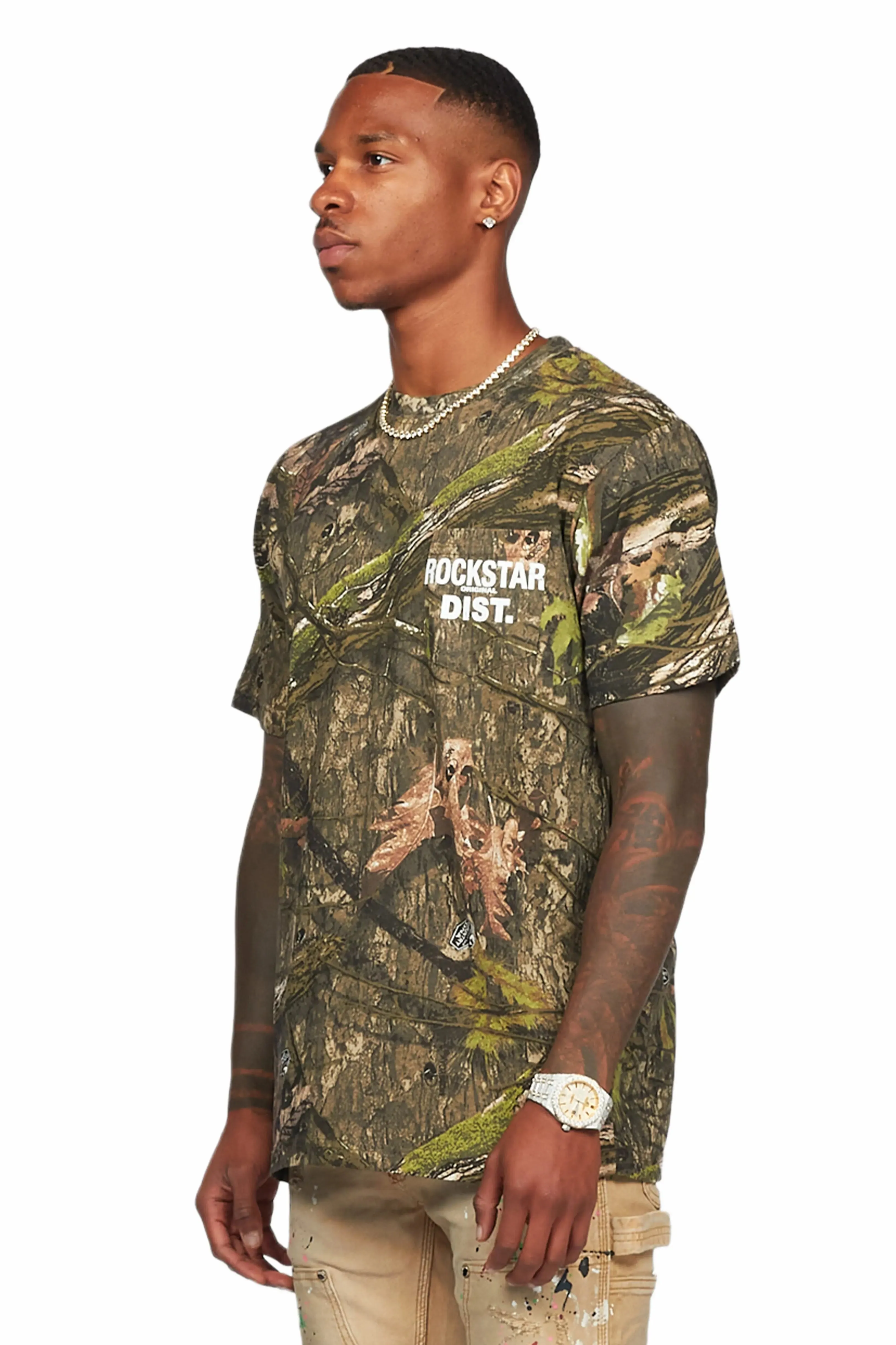 Acko Green Tree Camo Graphic T-Shirt