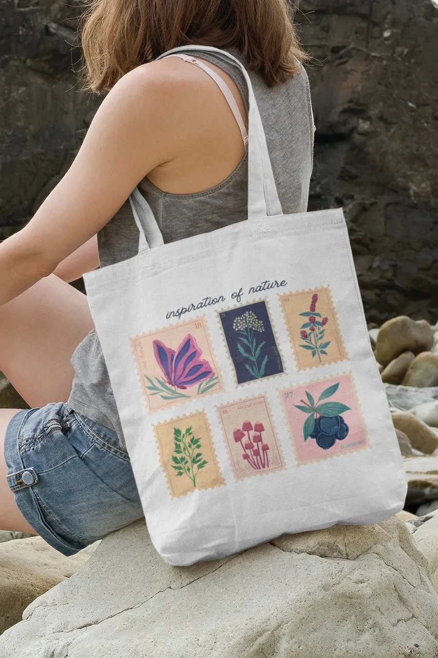 Aesthetic Inspiration of Nature White Tote Bag With Zipper