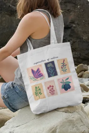 Aesthetic Inspiration of Nature White Tote Bag With Zipper