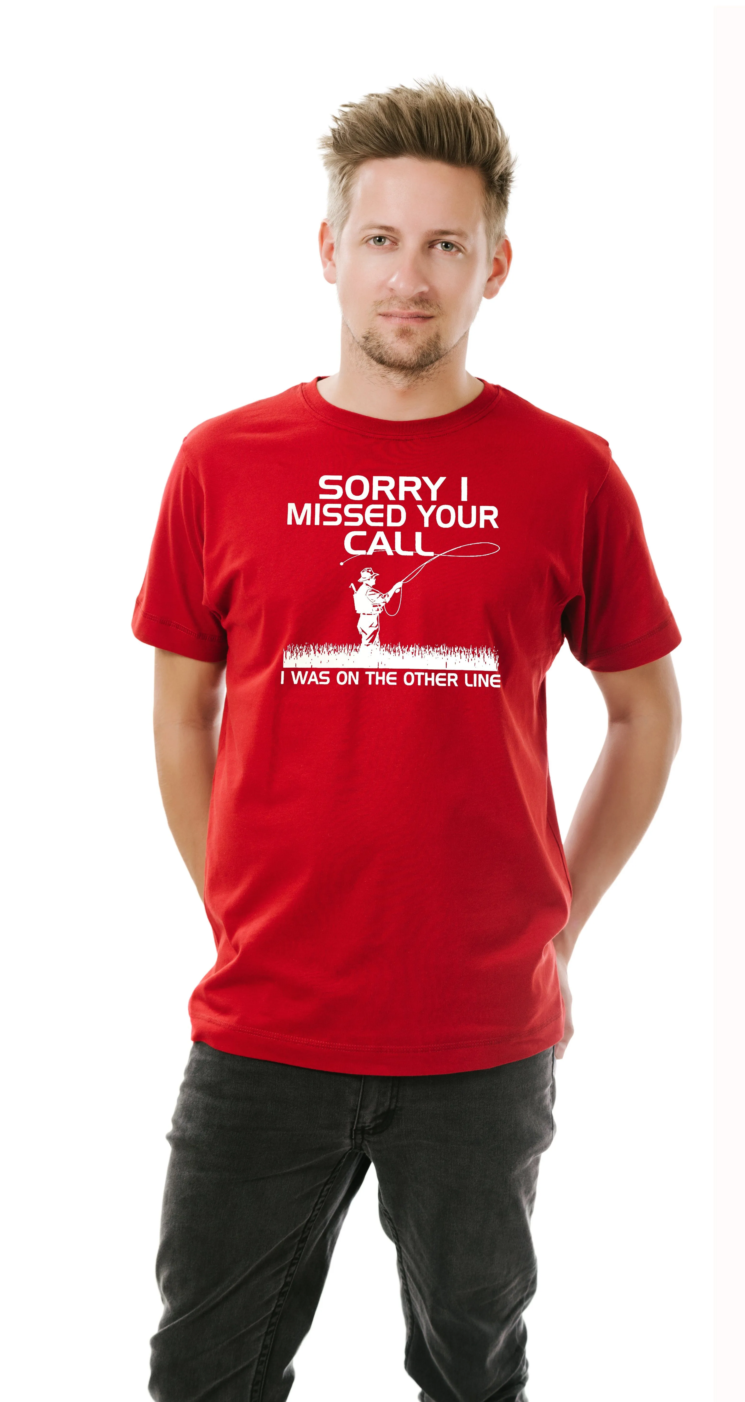 AFONiE Sorry I Missed Your Call- Funny Fishing Men T-Shirt