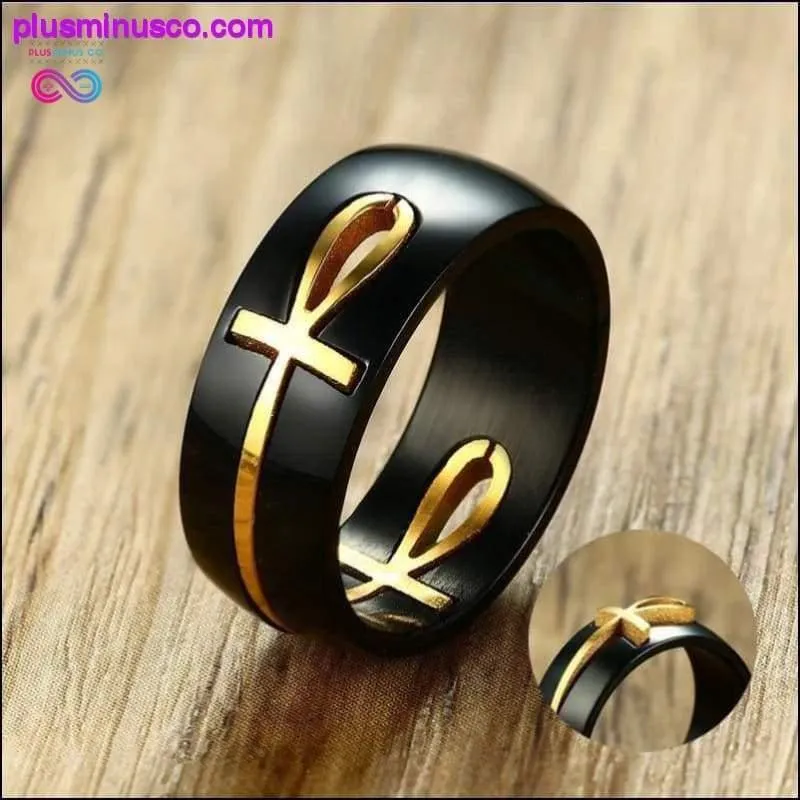 AlphaMan Ankh Egyptian Cross Ring for Men