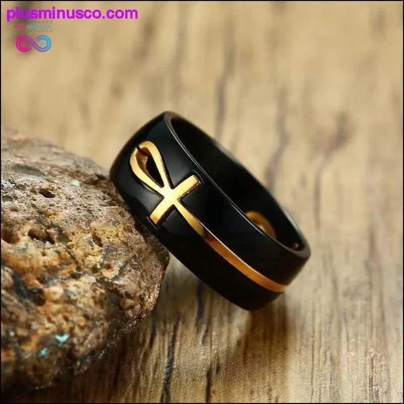 AlphaMan Ankh Egyptian Cross Ring for Men