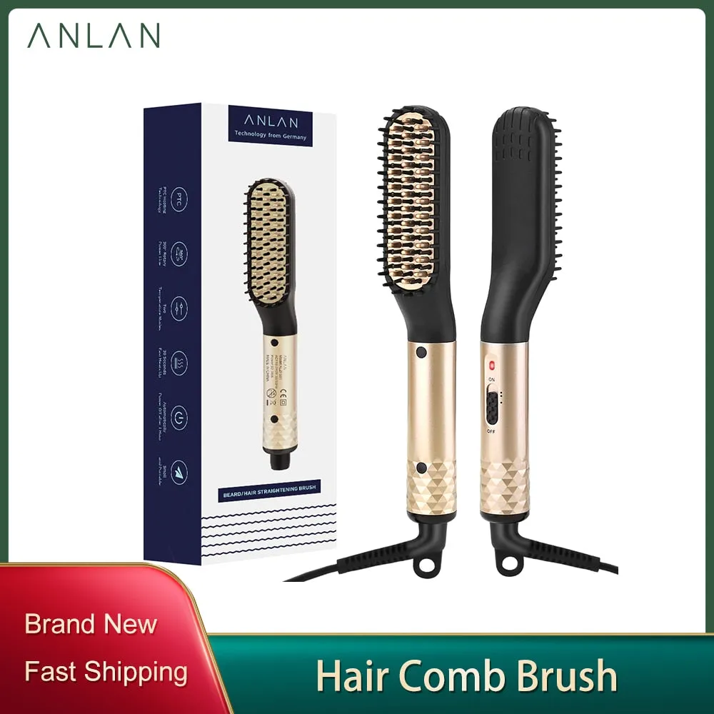 ANLAN Multifunctional Electric Beard Brush and Hair Straightening