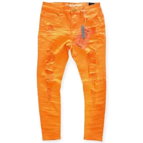 Argonaut Nations Men  Rip Denim Pants (Orange)