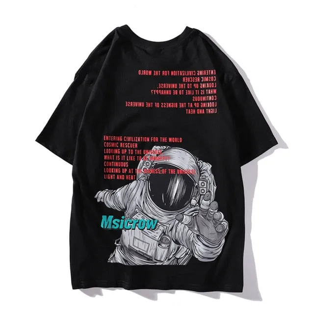 Astronaut Printed Hip Hop Streetwear Loose Tees