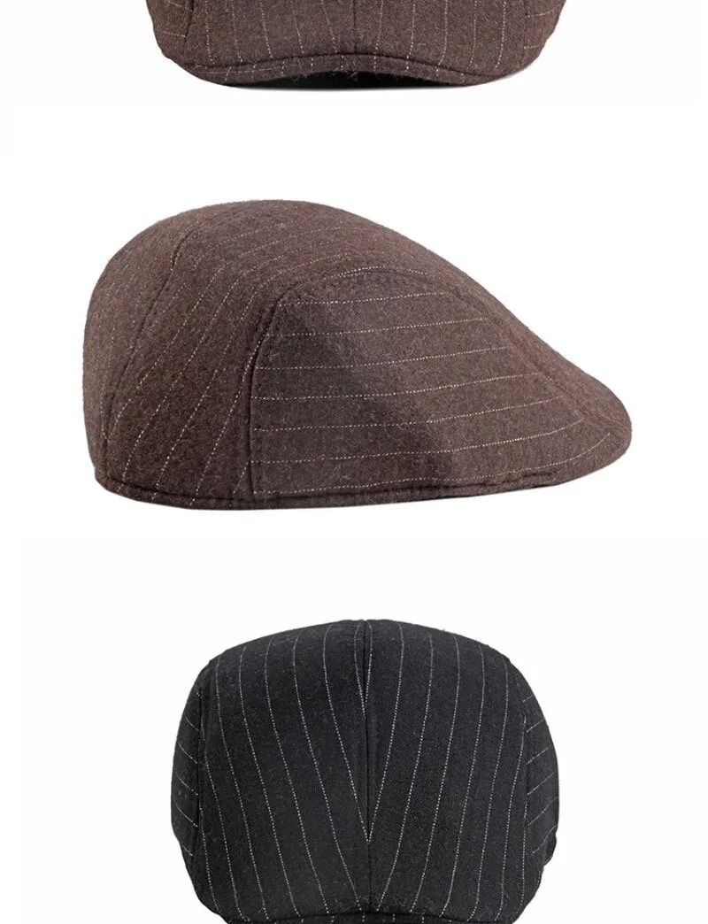 Autumn Winter Fashion Vintage Style Striped Beret Cap for Men