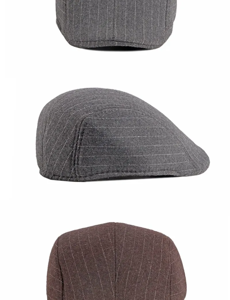 Autumn Winter Fashion Vintage Style Striped Beret Cap for Men