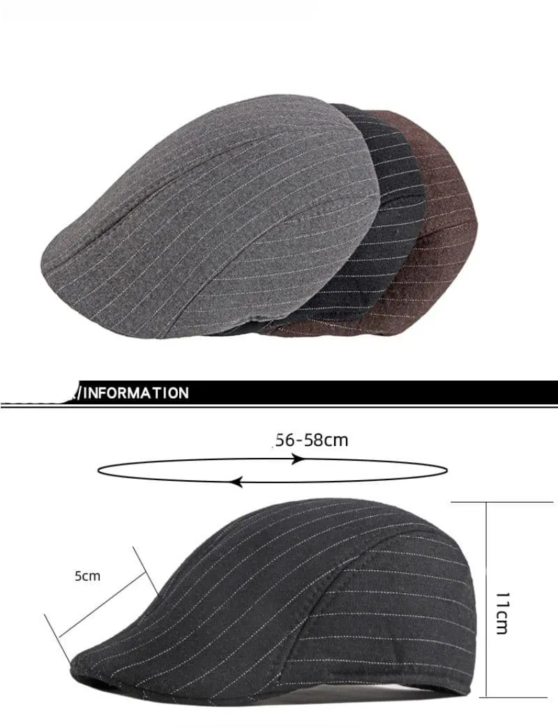 Autumn Winter Fashion Vintage Style Striped Beret Cap for Men