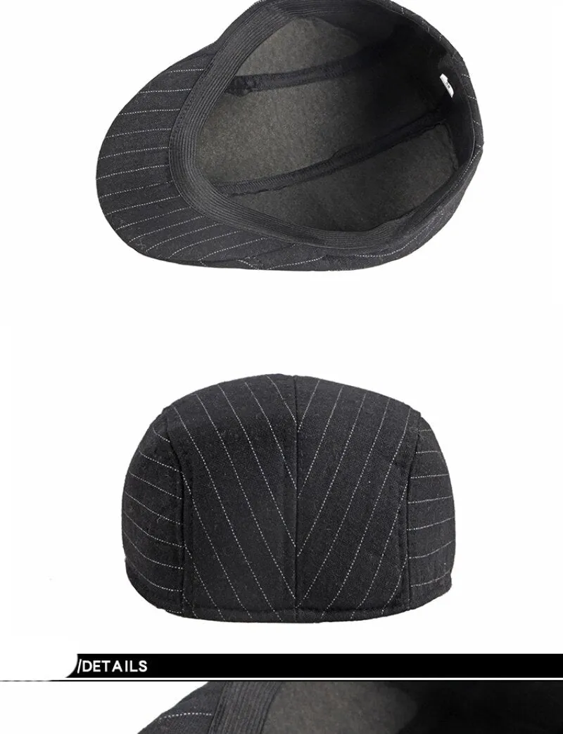 Autumn Winter Fashion Vintage Style Striped Beret Cap for Men