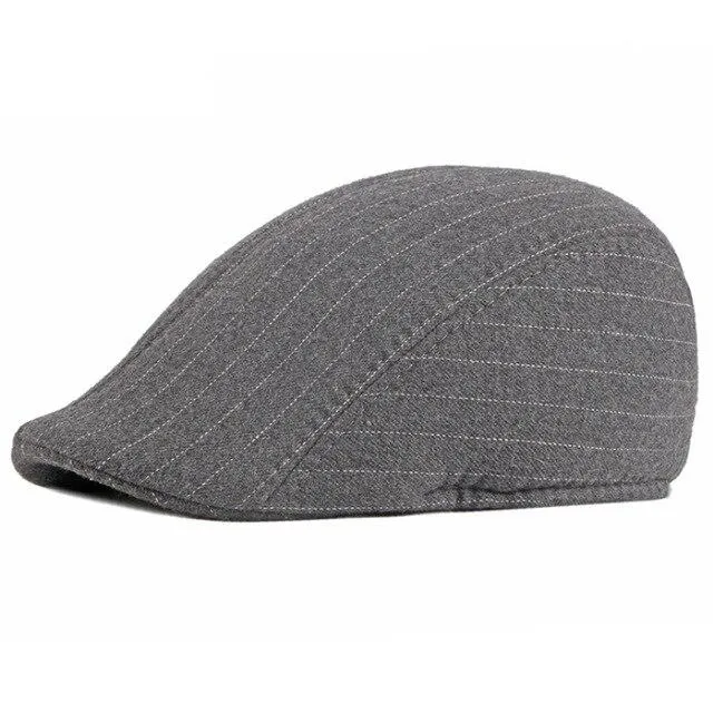 Autumn Winter Fashion Vintage Style Striped Beret Cap for Men