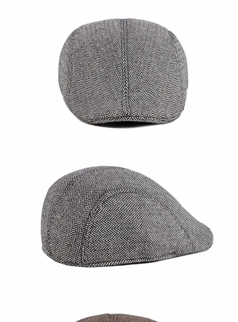 Autumn Winter Fashion Vintage Style Striped Beret Hat for Men