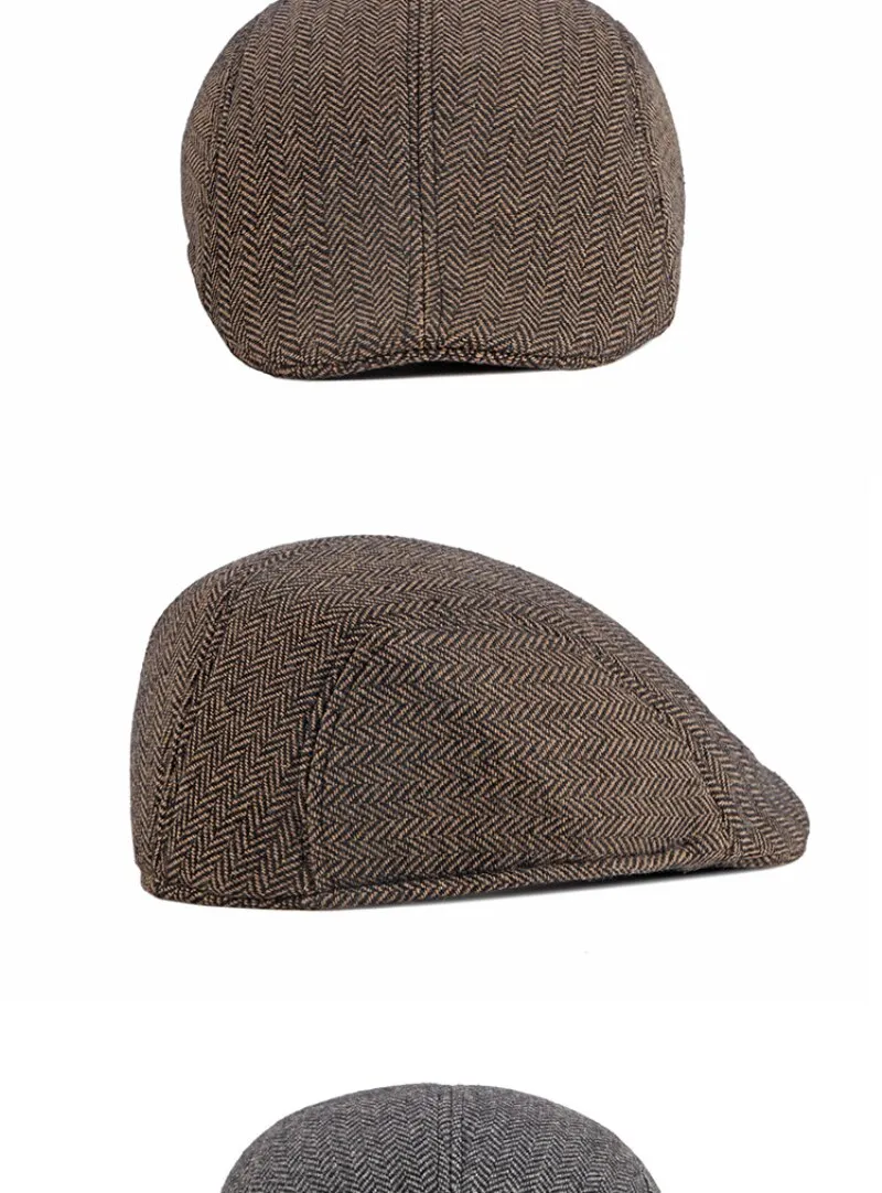 Autumn Winter Fashion Vintage Style Striped Beret Hat for Men