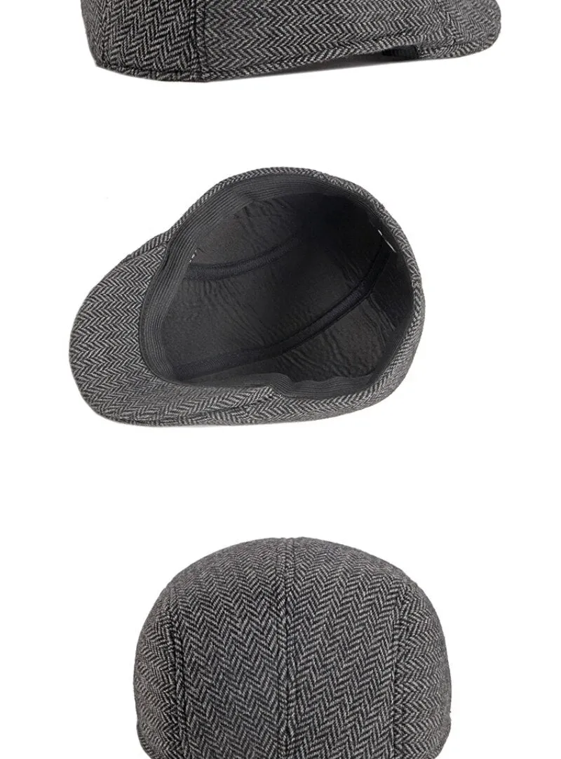 Autumn Winter Fashion Vintage Style Striped Beret Hat for Men