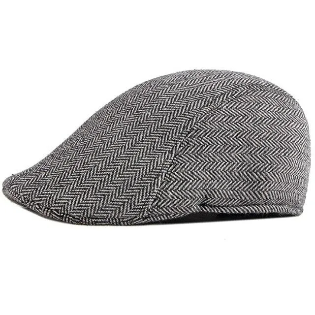 Autumn Winter Fashion Vintage Style Striped Beret Hat for Men