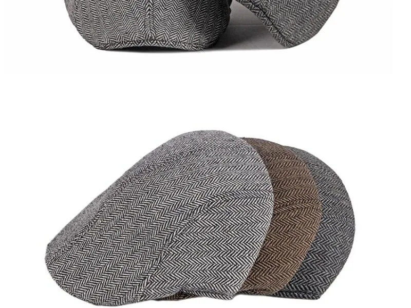 Autumn Winter Fashion Vintage Style Striped Beret Hat for Men