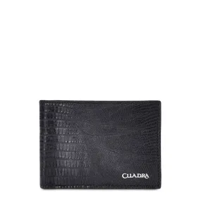 B2910LT - Cuadra black classic lizard leather bi fold wallet for men