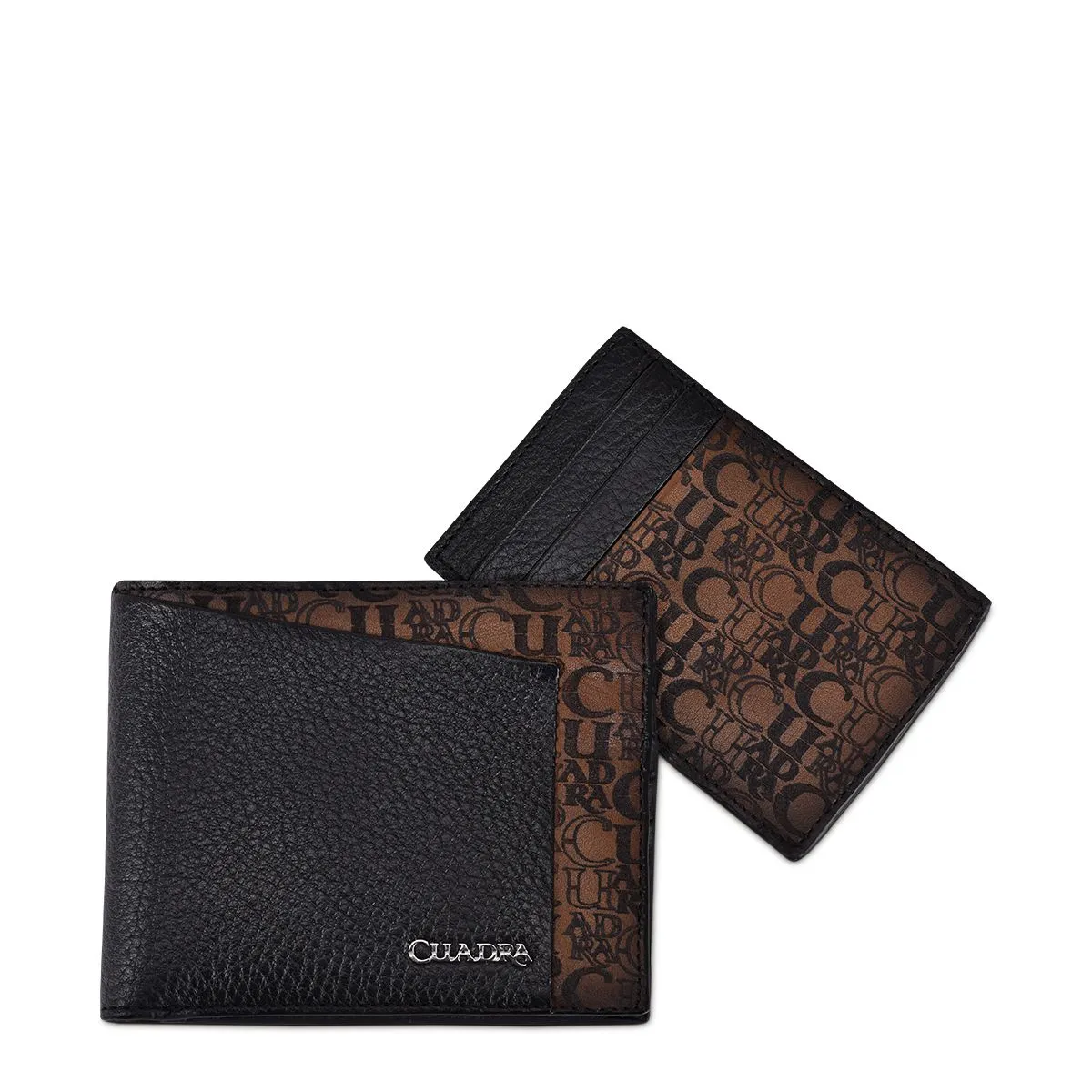 B3038RS - Cuadra black casual fashion leather bi fold wallet for men