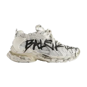 Balenciaga Runner Sneaker Graffiti in White and Black with Artistic Detailing