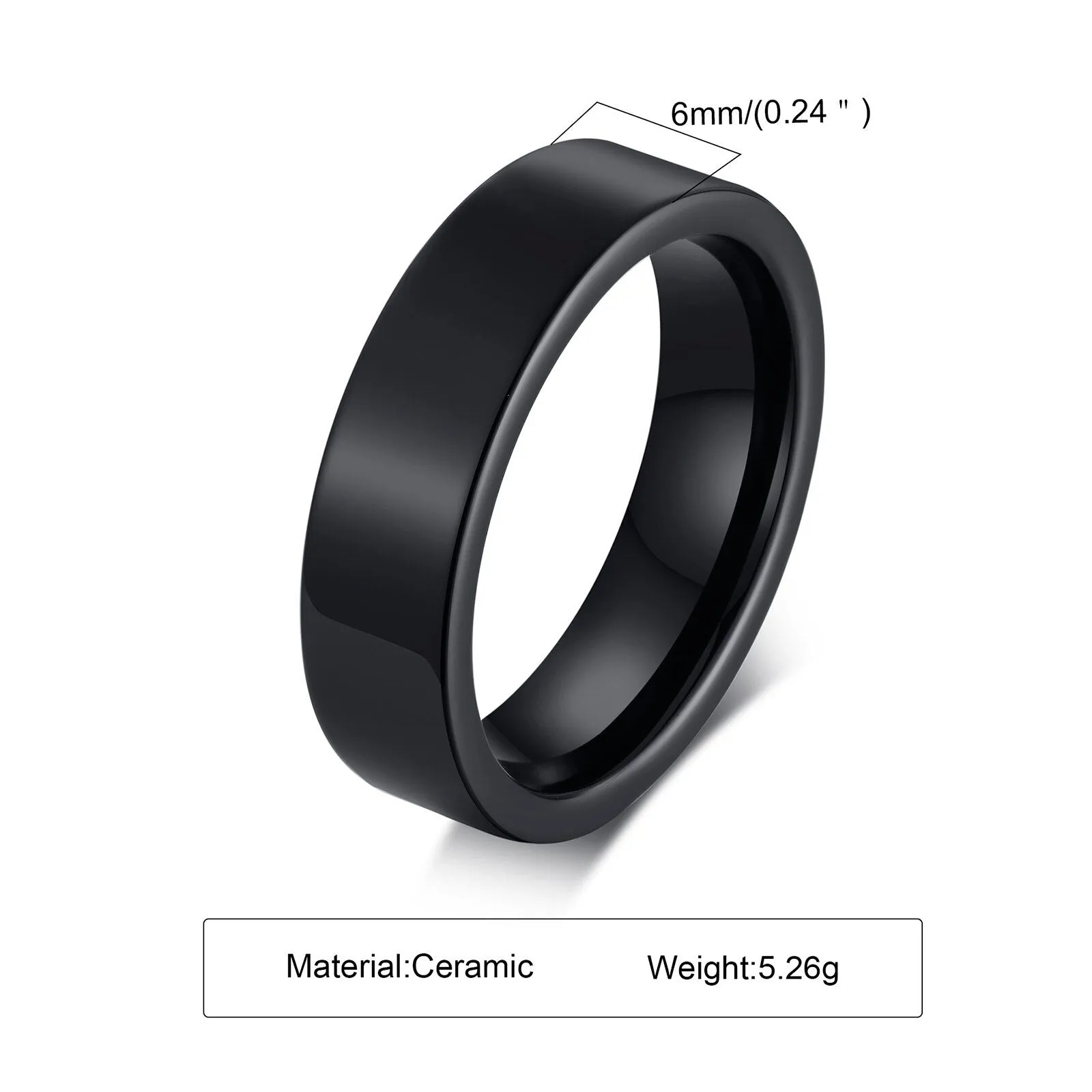 Basic Wedding Bands Simple Ceramic Rings for Men with Smooth Surface